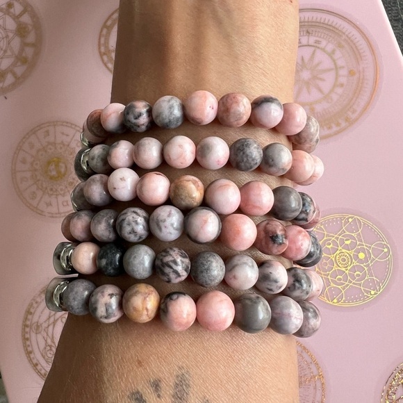 3 Bracelet Stack! Pink Zebra Mala ID Style - Picture 6 of 7